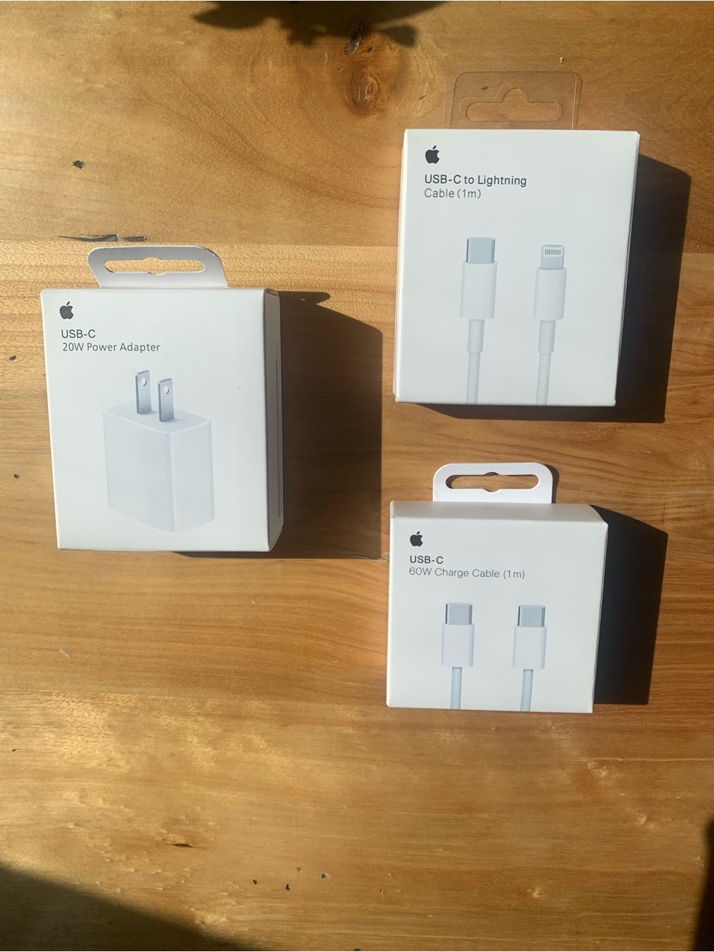 Apple White USB-C Power Adapter and Lightning/USB-C Cables